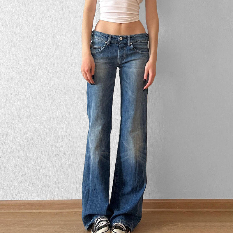 Damen Flared Jeans mit hohem Bund und distressed Design R&B