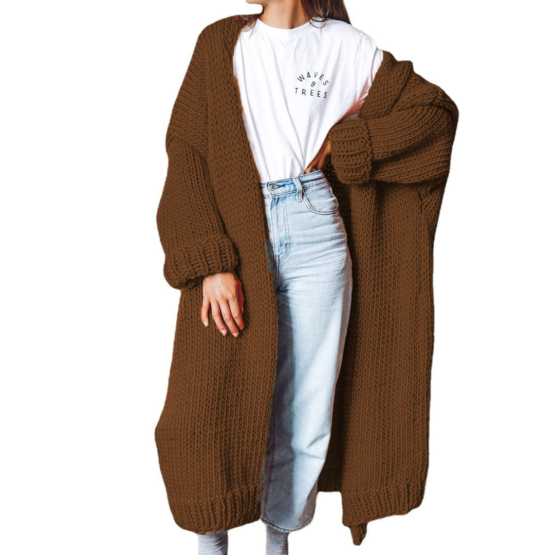 Damen Grobstrickmantel mit offenen Fronten und tiefen Taschen R&B
