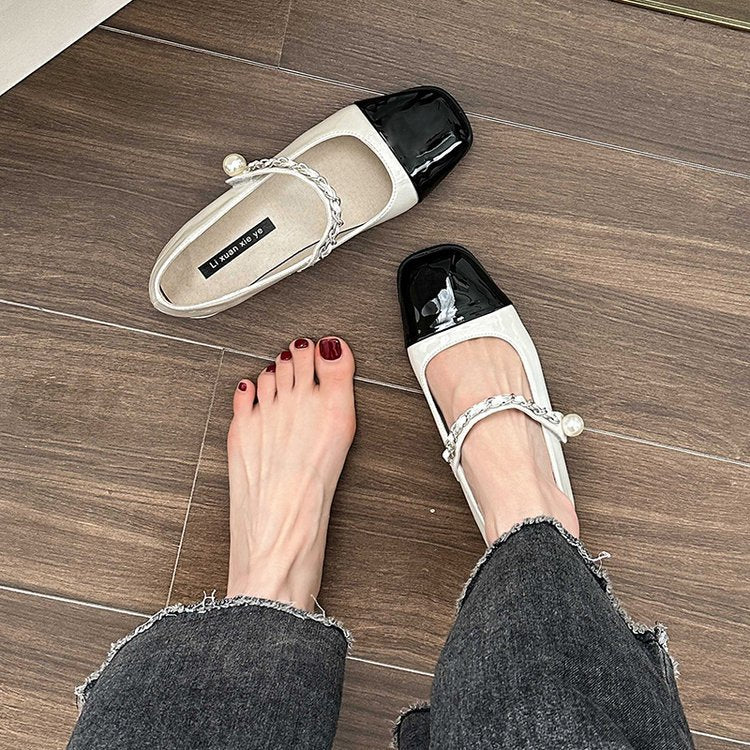 Damen elegante Mary Jane Ballerinas mit dekorativer Schnalle R&B