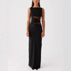 Damen Elegantes Maxikleid mit transparenter Spitze und figurbetontem Schnitt R&B