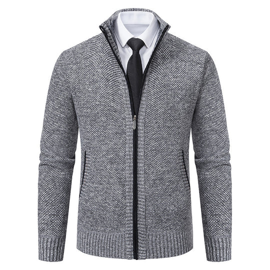 Herren elegante Strickjacke mit durchgehendem Reißverschluss und strukturiertem Design R&B