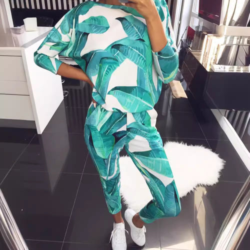 Damen Freizeitanzug mit floralem Print und praktischen Taschen R&B