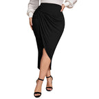 Damen Bleistiftrock mit elegantem Wickeldesign und hohem Schlitz R&B