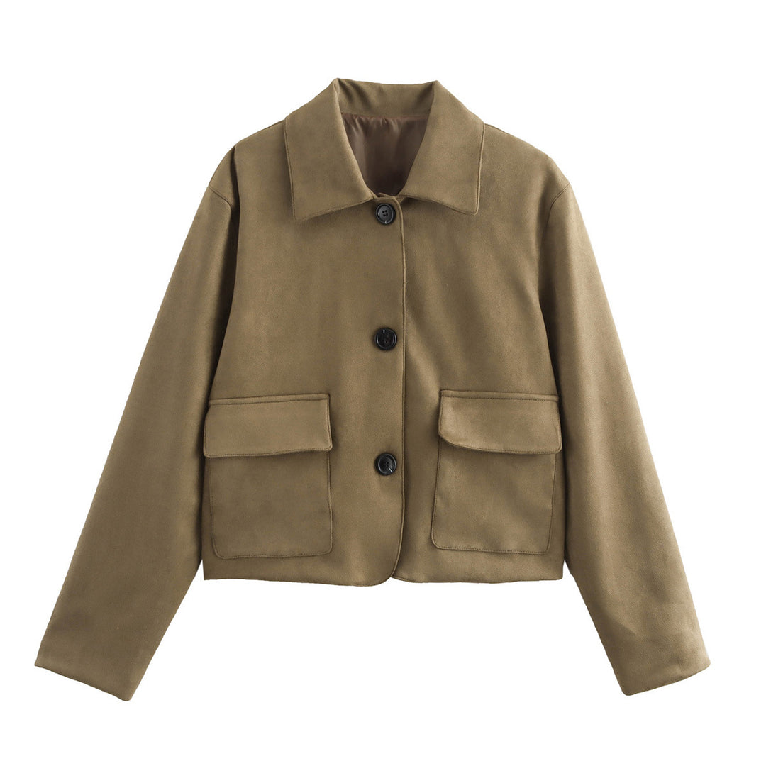 Damen cropped Utility-Jacke mit praktischen Taschen und modernem Schnitt R&B