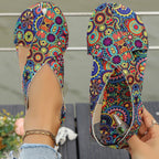Damen Slip-On Sandalen mit buntem floralem Design und bequemer Fußbettung R&B