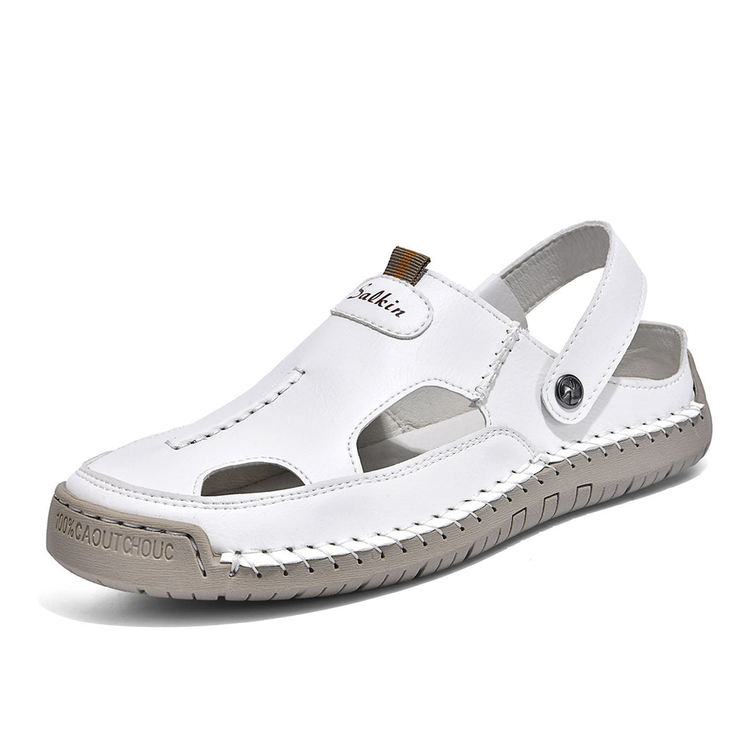 Herren luftige Leder-Sandalen mit verstellbarem Riemen R&B