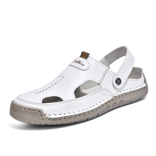 Herren luftige Leder-Sandalen mit verstellbarem Riemen R&B