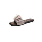 Damen elegante Slide-Pantoletten mit luxuriösem Falten-Design EB