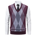 Herren V-Ausschnitt Strickpullover mit elegantem Rautenmuster