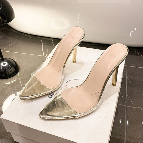 Damen transparente Slingback High Heel Sandalen R&B