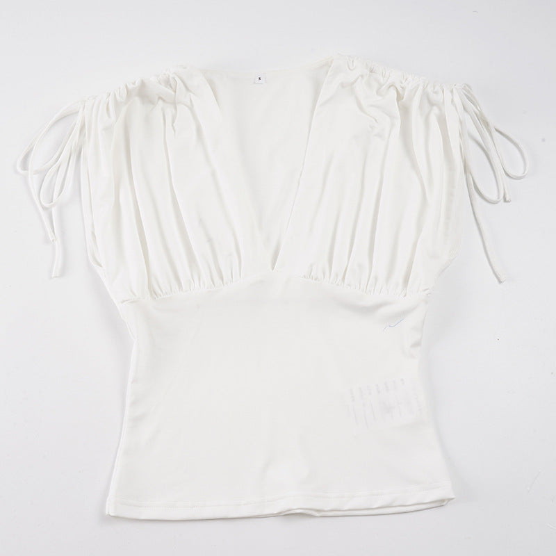 Damen elegantes Oberteil mit raffinierten Rüschendetails und verstellbaren Trägern R&B