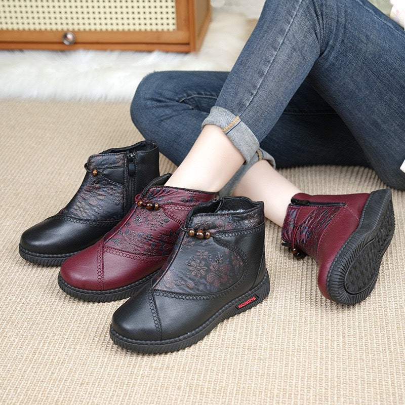 Damen Elegante Ankle Boots mit floralem Muster und komfortablem Schnürverschluss R&B