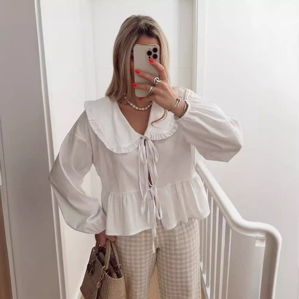 Damen verspielt geschnittene Bluse mit Rüschendetails