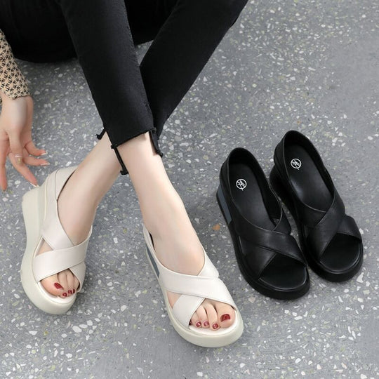 Damen Wedge-Sandalen mit geschlossenen Zehen und komfortablem Fußbett R&B