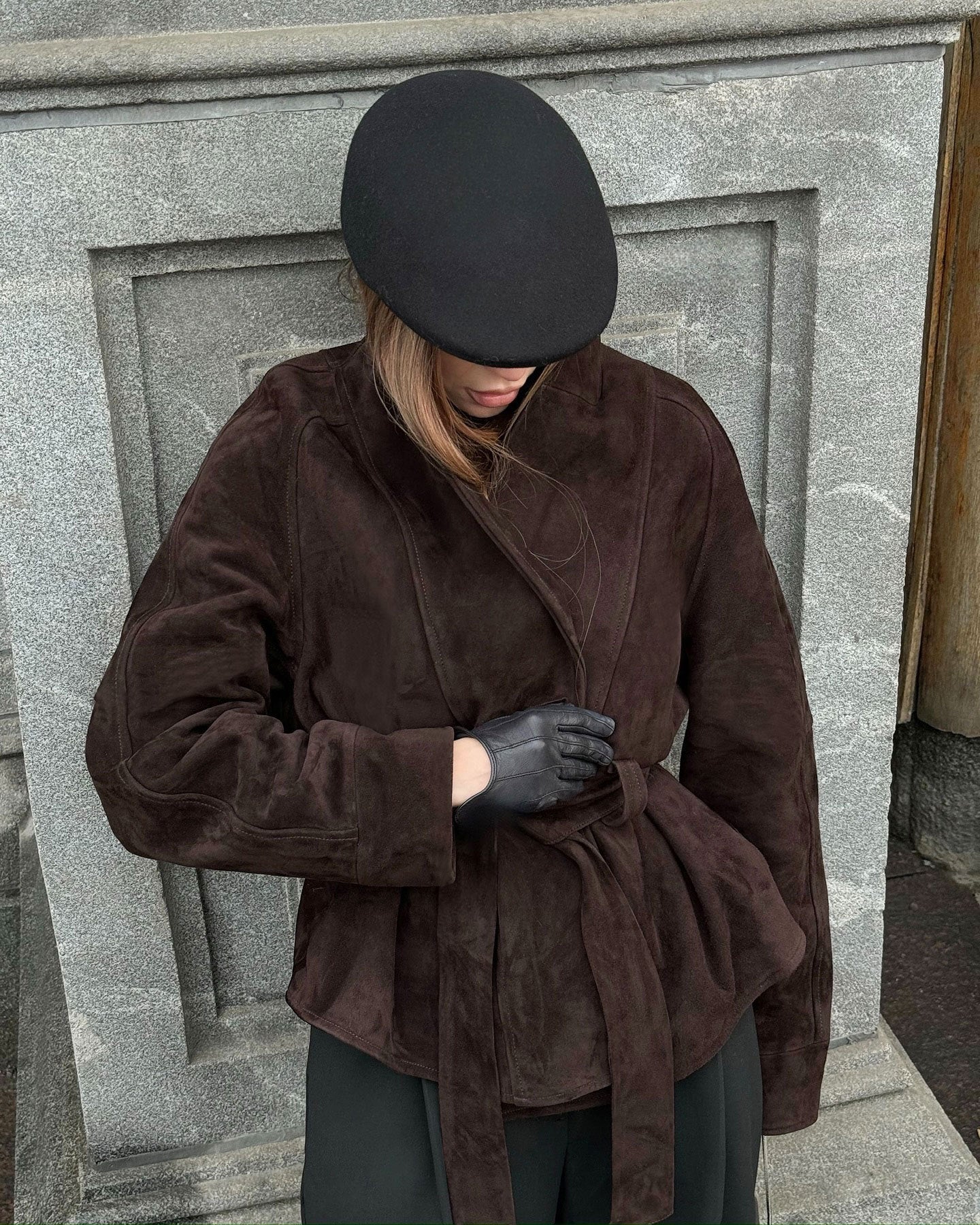 R&B | Wildleder Langärmliger Nubukmanteljacke