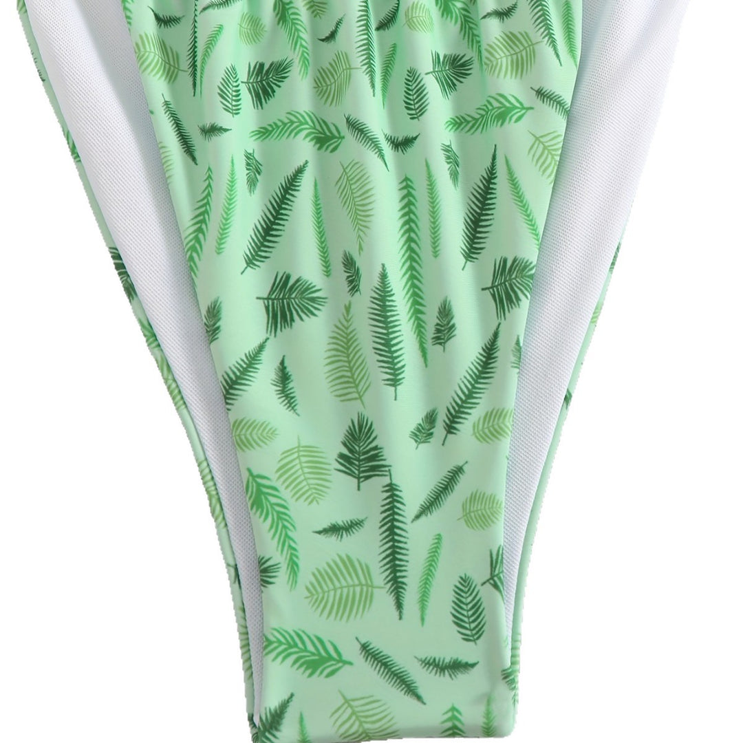 Damen trendiger Triangel-Bikini mit botanischem Muster R&B