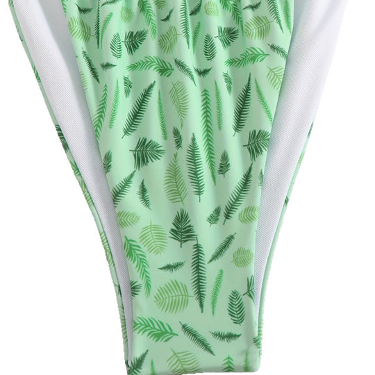 Damen trendiger Triangel-Bikini mit botanischem Muster R&B