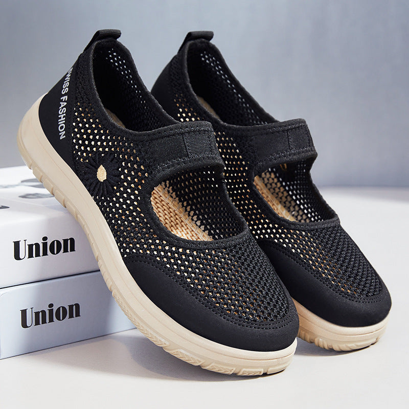 Damen Bequeme und atmungsaktive Freizeitschuhe mit elastischem Riemen R&B