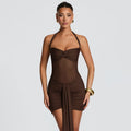 Damen Strandkleid mit raffiniertem Wickeldesign und charmanten Rüscheneffekt R&B