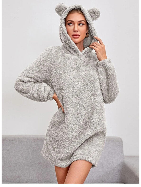 Damen Kuscheliger Hoodie mit Bärenohren R&B