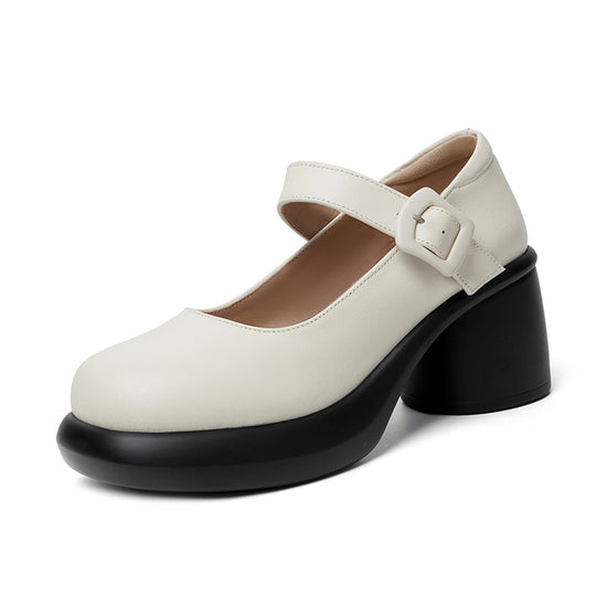 Damen Mary Jane Schuhe mit modischem Riemen und komfortablem Blockabsatz R&B