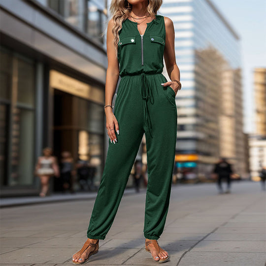 Damen Sportlicher Overall mit Reißverschluss und seitlichen Taschen R&B