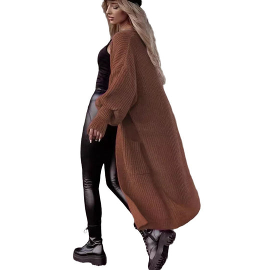 Damen Grobstrick-Cardigan mit tiefen Taschen und lässigem Oversized-Schnitt R&B