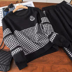 Damen modisches Sweat-Set mit karierter Struktur und lässigem Schnitt R&B