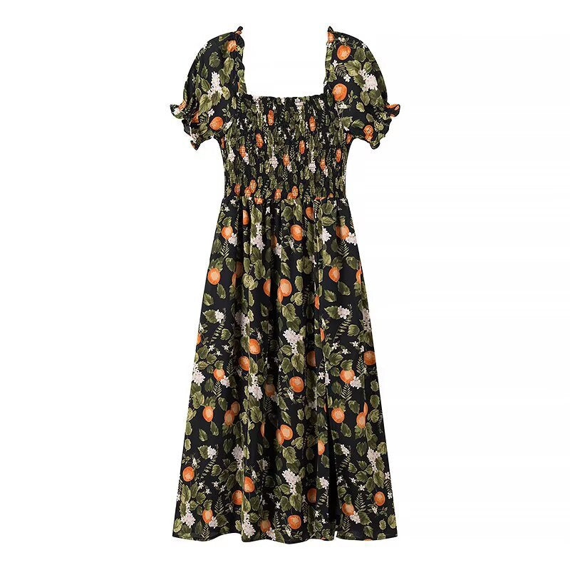 Damen Maxikleid mit floralen Stickereien und elastischem Einsatz R&B