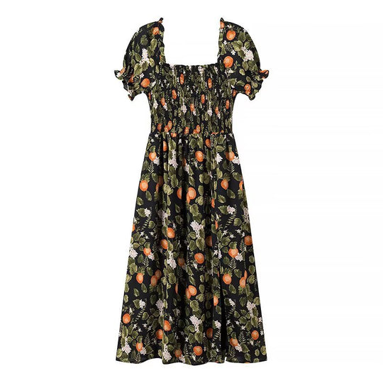 Damen Maxikleid mit floralen Stickereien und elastischem Einsatz R&B