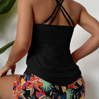 Damen Aktiv-Badeanzug mit floralem Design und Racerback-Trägern