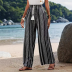 Damen breite Palazzohose mit elastischem Bund und modischem Muster R&B