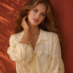 Damen Bluse mit Rüschendetails und floralem Stickdesign R&B
