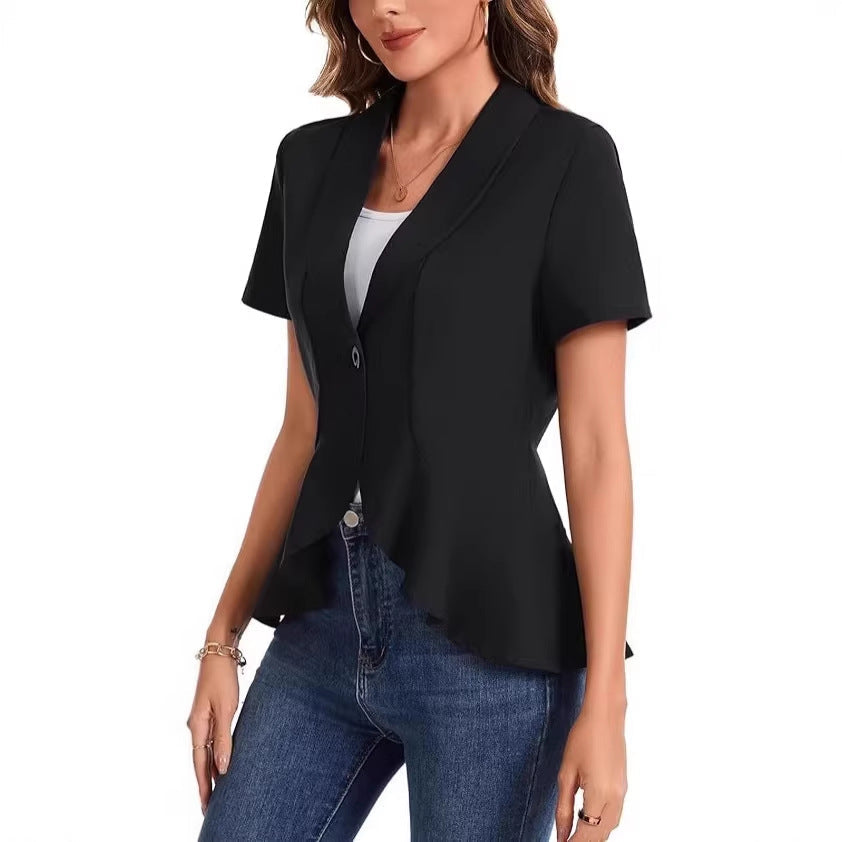Damen schicke Blazerjacke mit asymmetrischem Schnitt R&B