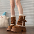 Damen kuschelige Winterstiefel mit modischer Schnallenverzierung R&B