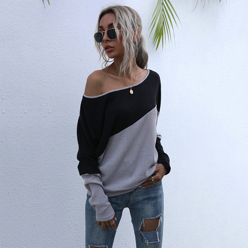 Damen modischer Pullover im lässigen Oversized-Stil mit raffiniertem Farbblockdesign R&B