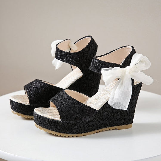 Damen Wedge-Sandalen mit eleganter Schleifenverzierung und hochwertigem Obermaterial R&B