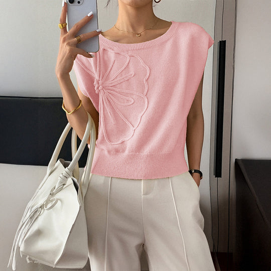 Damen Strickoberteil mit floralem Reliefdesign R&B