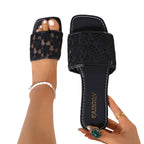 Damen Offene Schlappen mit floralen Einsätzen R&B