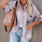 Damen Oversize Denimjacke mit Raffung und fransigem Saum R&B