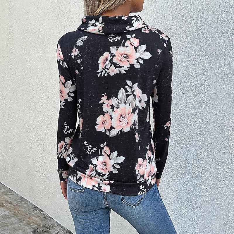 Damen gemütlicher Hoodie mit floralem Design und lässigem Schnitt R&B