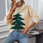 Damen Pullover mit festlichem Weihnachtsbaum-Motiv