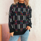 Damen lässiger Strickpullover mit vielseitigem Farbenspiel und hohem Kragen R&B