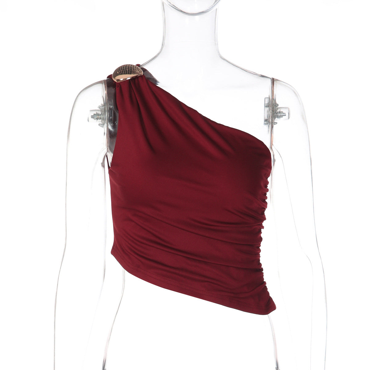 Damen Asymmetrisches Top mit Raffungen und dekorativem Schulterdetail R&B
