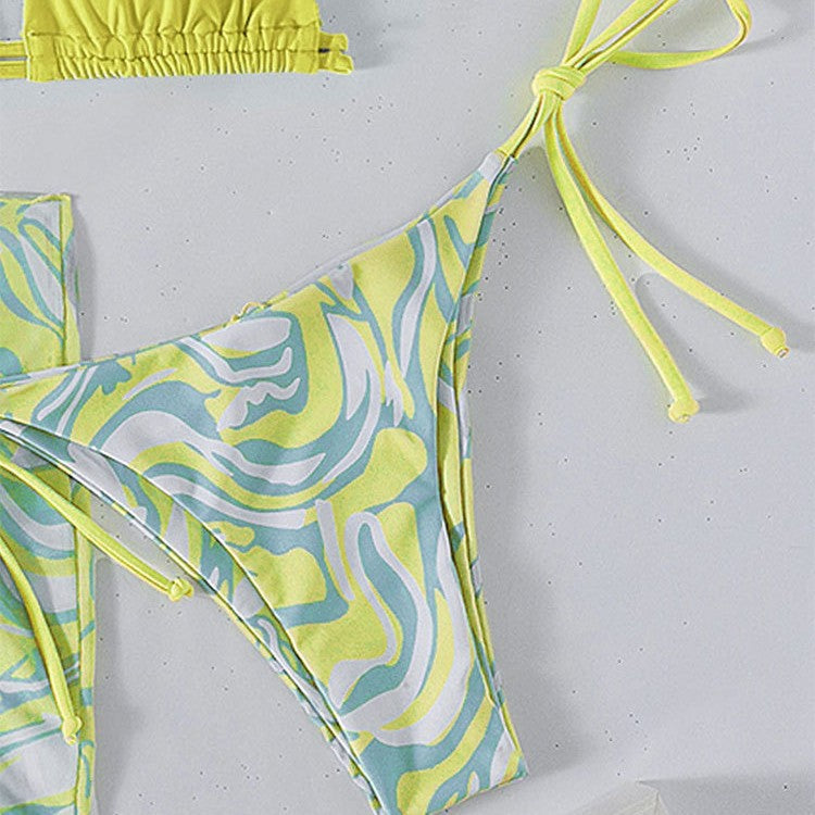 Damen Bikini mit verstellbaren Trägern und transparentem Wickelrock R&B