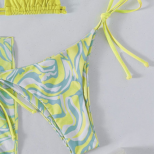Damen Bikini mit verstellbaren Trägern und transparentem Wickelrock R&B