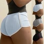 Damen nan plissierte Freizeit-Shorts mit elastischem Komfortbund und Kontrastpaspel R&B