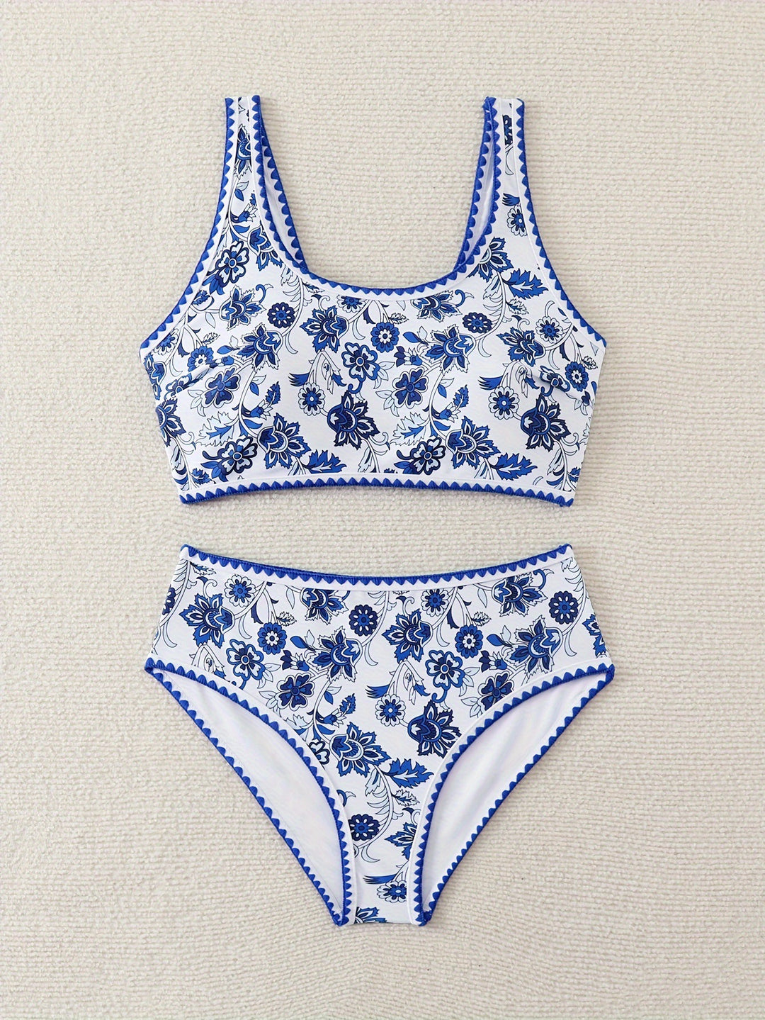 Damen Hochtailliertes Bikini-Set mit floralem Design R&B