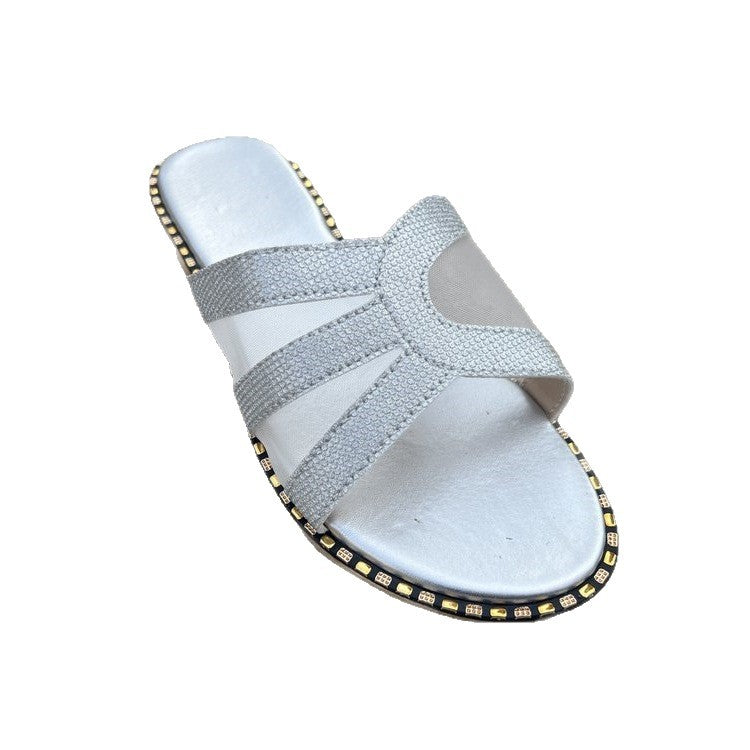 Damen elegante Riemchensandalen mit dekorativen Textilriemen R&B