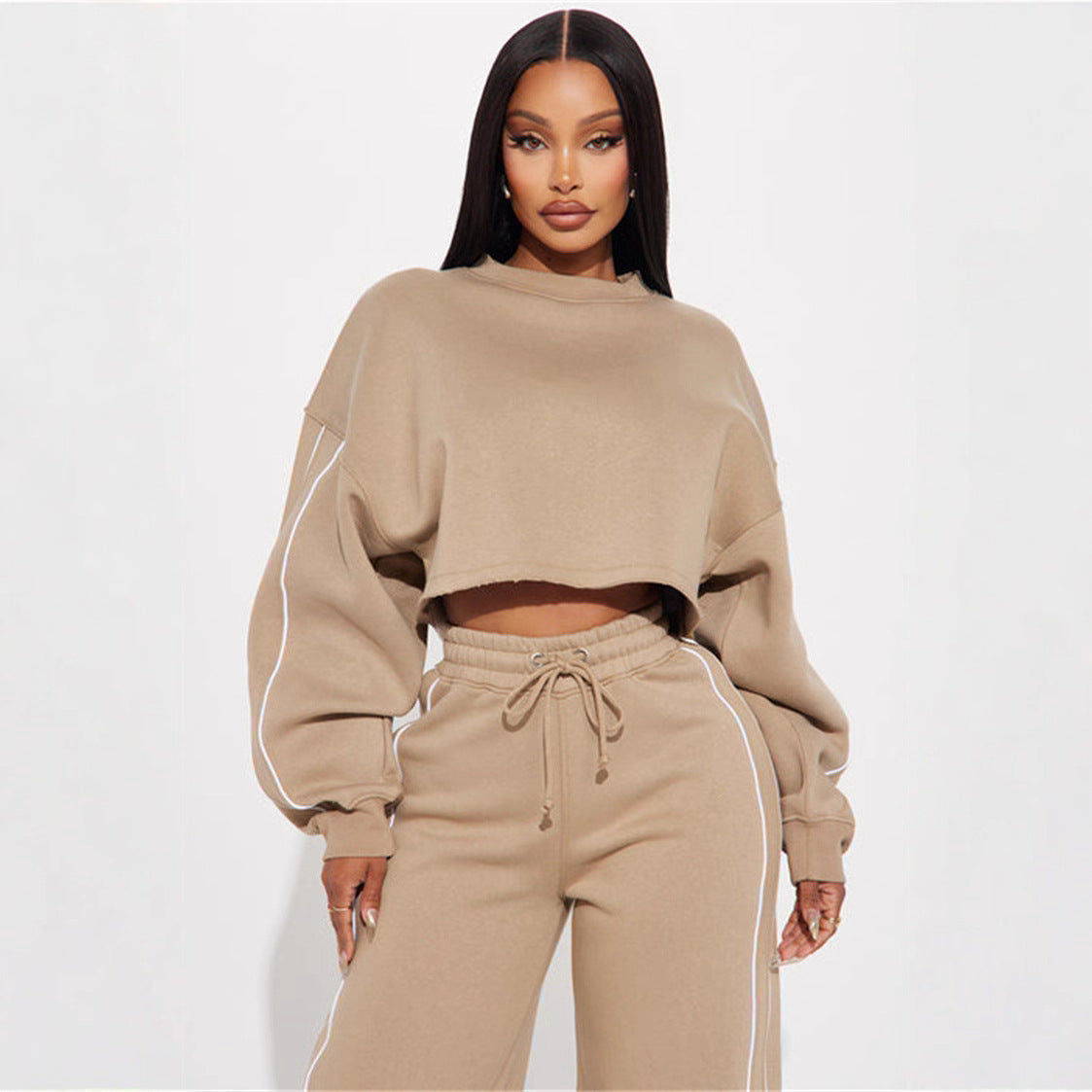 Damen lässiger Crop-Top Hoodie R&B